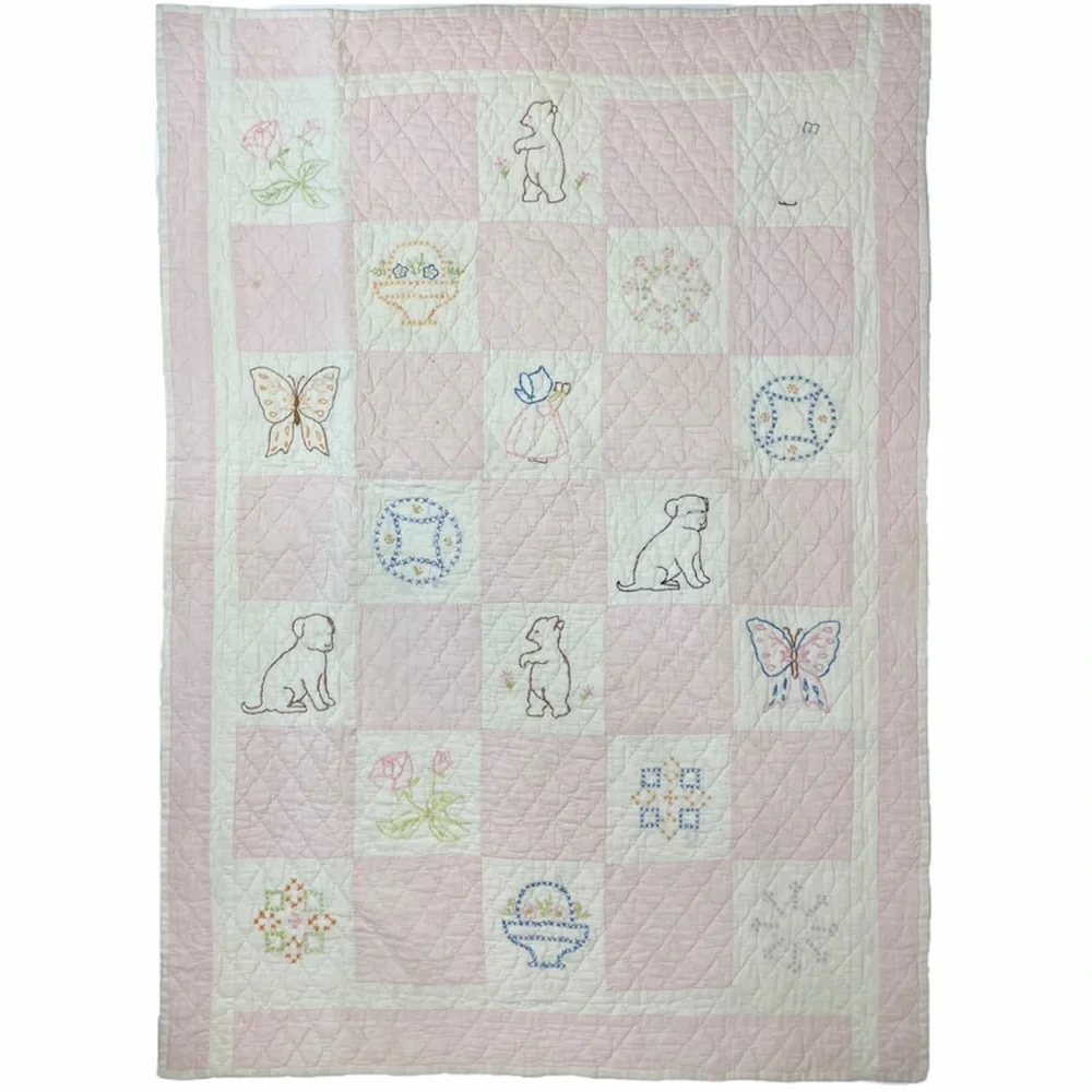 Vintage Quilt Patchwork Handcrafted Primitive Farmhouse Antique Baby Rare OOAK
